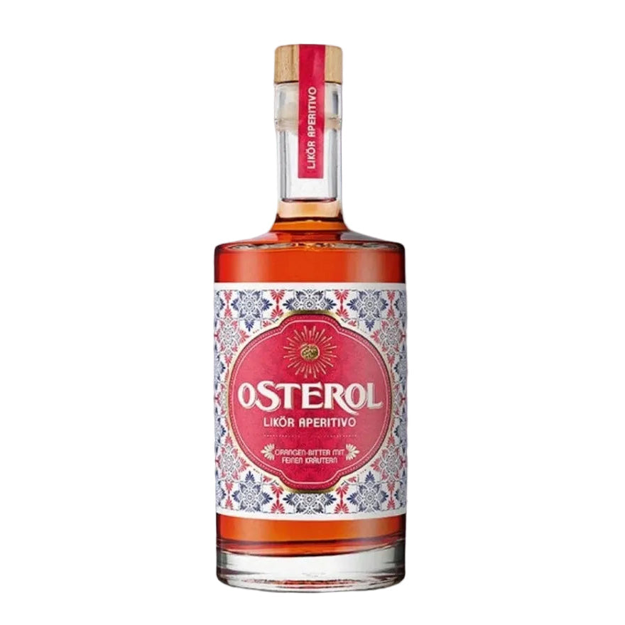 Osterol Aperitivo Orangen bitter 17,5 % vol in leuchtend orangefarbener Optik im Glas