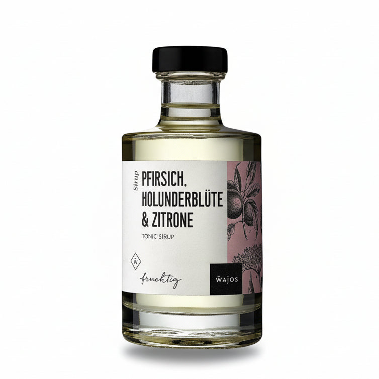 pfirsich holunder zitrone tonic sirup mit fruchtiger suesse floraler note und frischer saeure fuer sommerliche drinks
