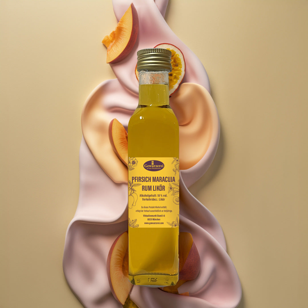 Pfirsich Maracuja Rum Likör | Liköre vom Viktualienmarkt Pfirsich Maracuja Rum Likör | Liköre vom Viktualienmarkt