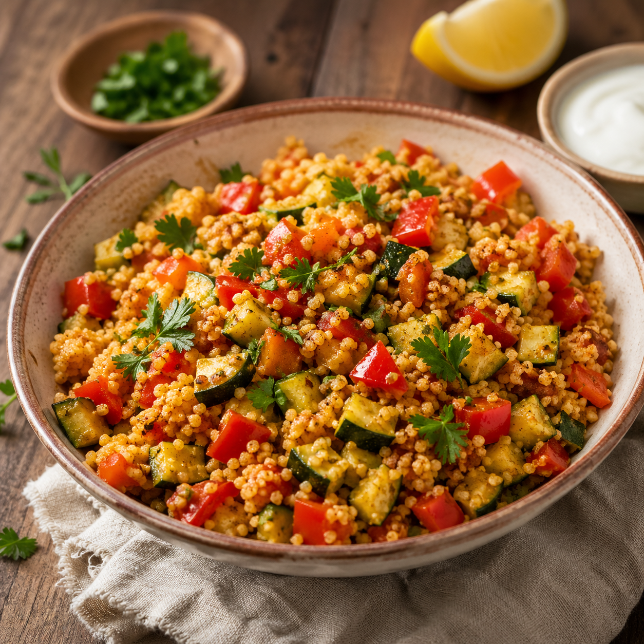 Bio Couscous Gewuerzmischung mit Schwarzkumel Kreuzkuemmel und Kraeutern fuer Couscous Gemuese und Bowls