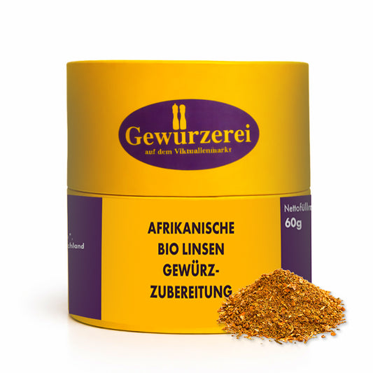 Bio Gewuerzmischung fuer Linsen mit Cumin Chili Rote Bete Koriander und aromatischen Gewuerzen