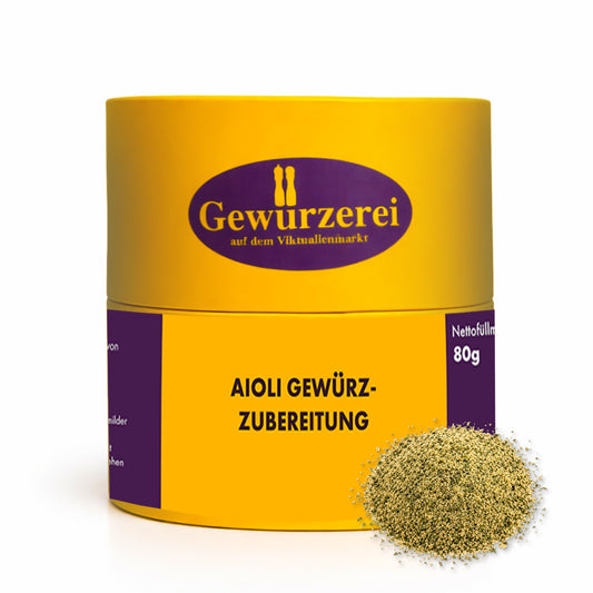 Aioli Gewuerzmischung mit Knoblauch Meersalz Petersilie und Dill fuer Dips Saucen und Kartoffelgerichte