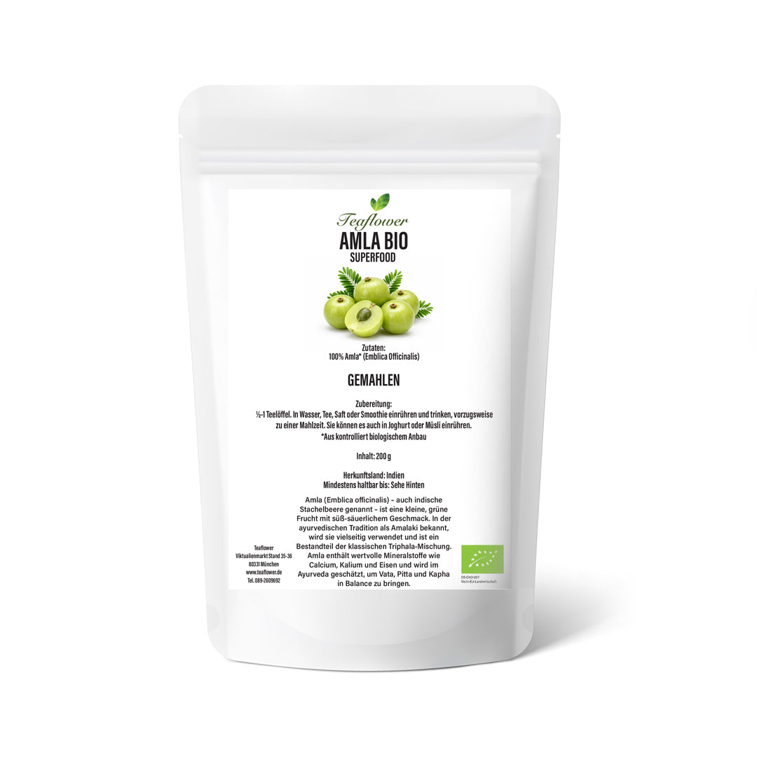 Sehr fein gemahlenes Bio Amla Pulver aus Indien – 100 % indische Stachelbeere ohne Zusätze