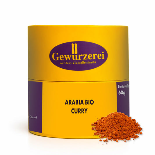 Arabia Bio Curry Gewuerzmischung mit Paprika Curcuma Koriander Kreuzkuemmel Chili und Banane fuer aromatische Reis und Gemuesegerichte