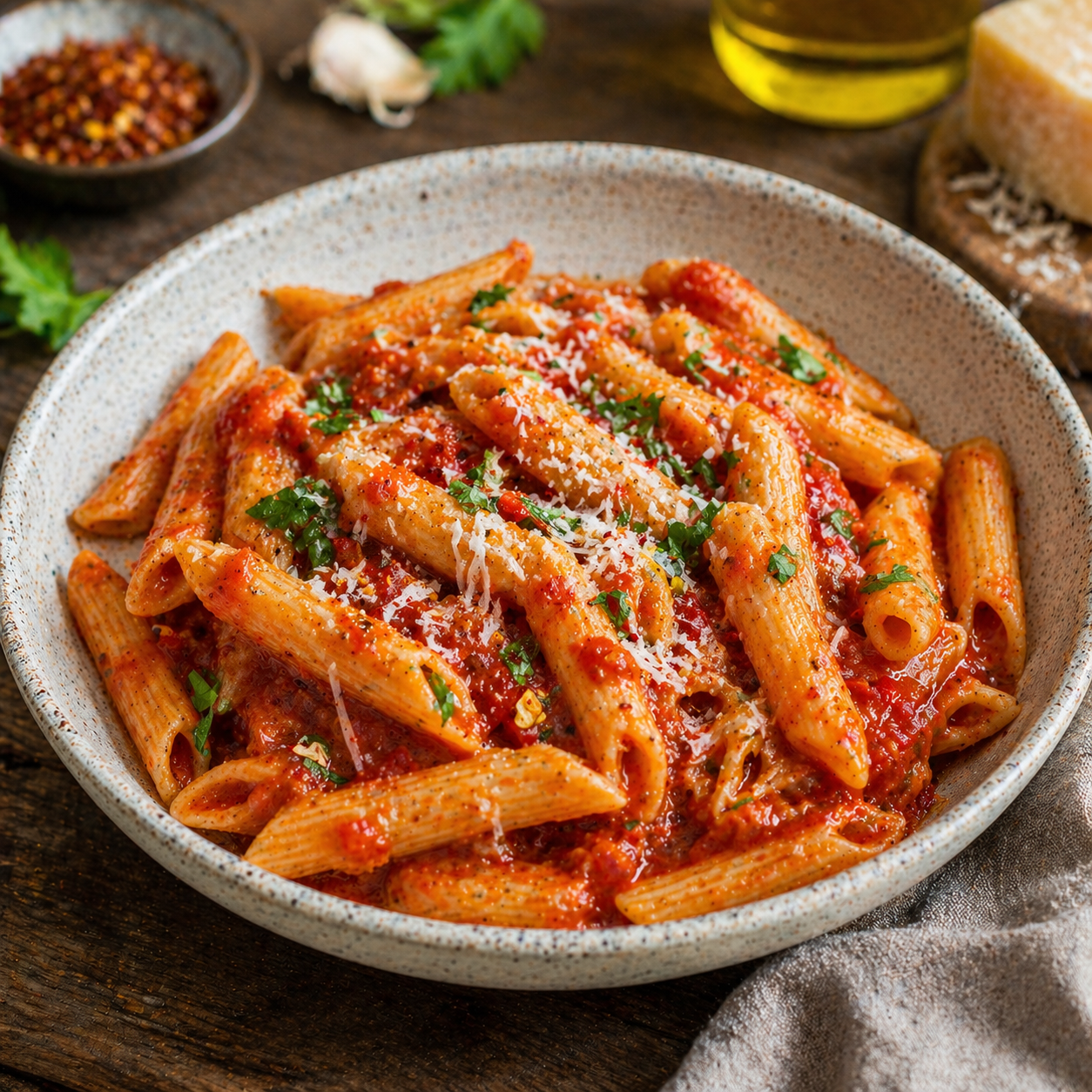 Bio Arrabiata Gewuerzmischung mit Chili Knoblauch und mediterranen Kraeutern fuer Pasta Saucen und Pizza