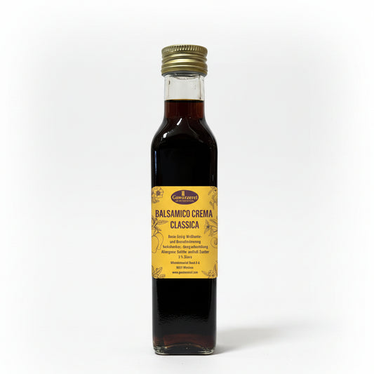Balsamico Crema Classica samtig und dicht als Glasur fuer Salate Kaese und Gemuese