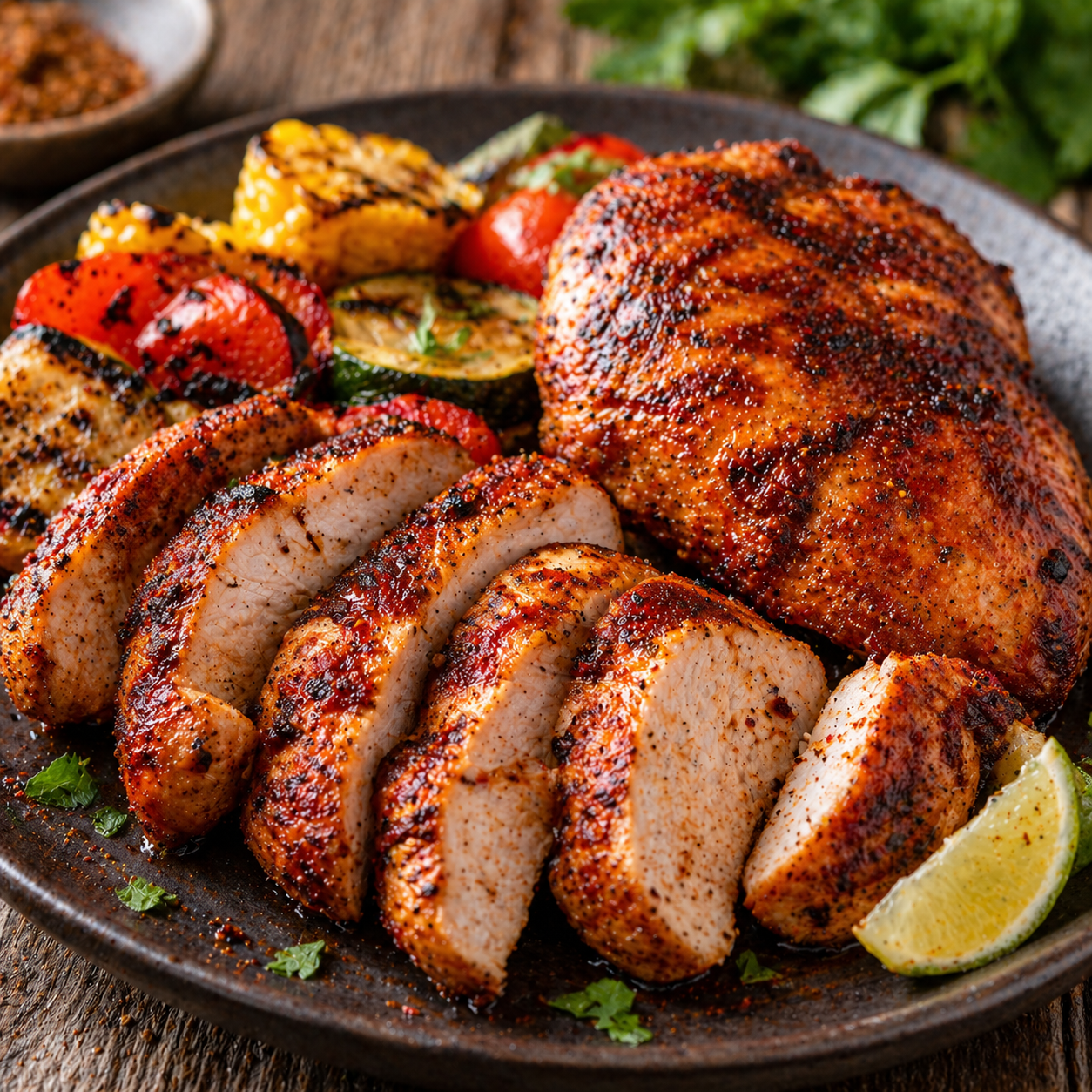 Bio BBQ Chili Rub Gewuerzmischung mit Chili Paprika Lemon Myrtle und Fleur de Sel fuer Grillfleisch Fisch und Gemuese