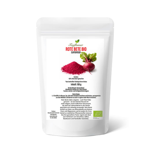 Bio Rote Bete Pulver fein gemahlen aus deutscher Rote Bete fuer Smoothies Muesli Getraenke und Backrezepte