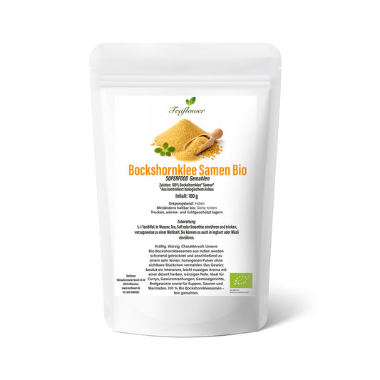 Bio Bockshornklee Samen gemahlen als feines Gewuerzpulver aus Indien fuer Currys und Gewuerzmischungen