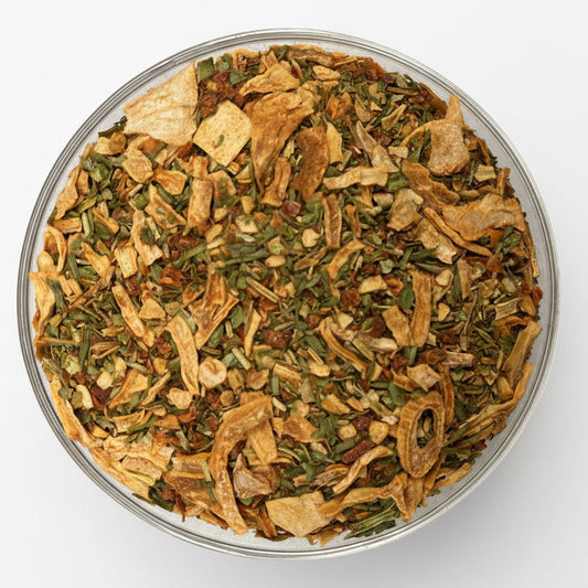 Bio Gewuerzmischung fuer Bratkartoffeln mit Rauchsalz geraeucherter Paprika Rosmarin Knoblauch und Kraeutern