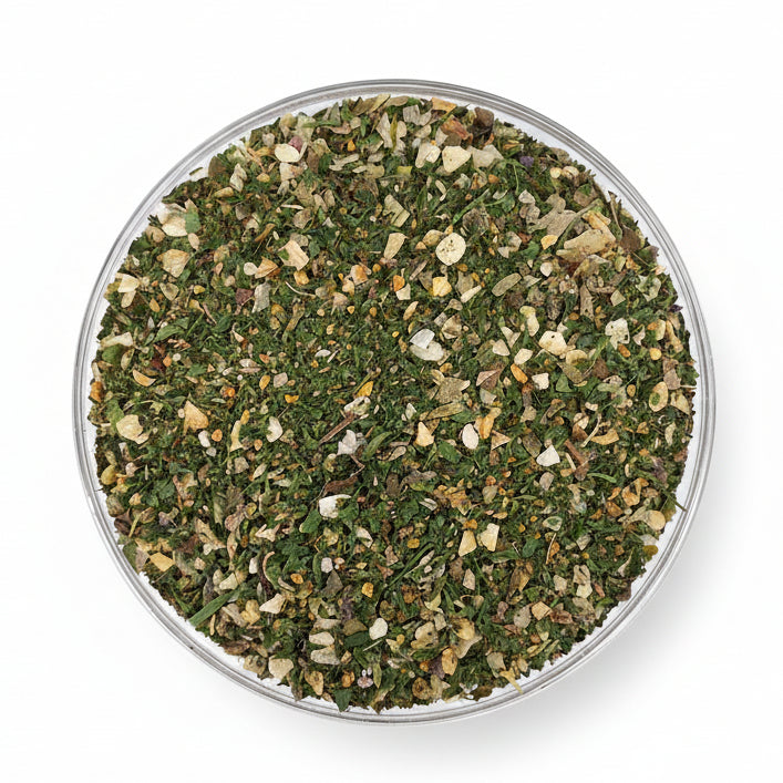 Gewuerzmischung fuer Bayerischen Brezensalat mit Petersilie Dill Kerbel Zitronenschalen Knoblauch und Kraeutern