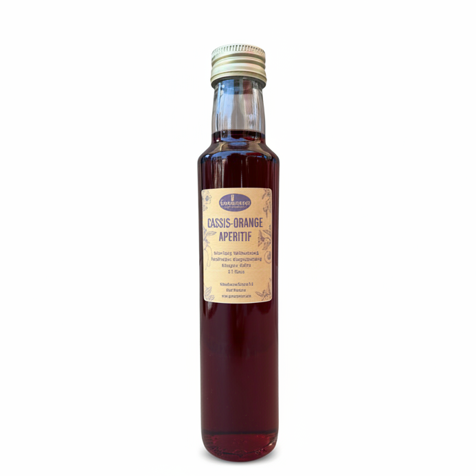 Cassis Orange Aperitif fruchtiger Essig mit Beeren und Zitrusnote fuer Dressings Desserts und Getraenke