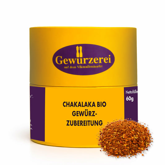 Bio Chakalaka Gewuerzmischung mit Tomate Chili Kreuzkuemmel und Gewuerzen fuer Gemuese Eintoepfe und Reisgerichte.