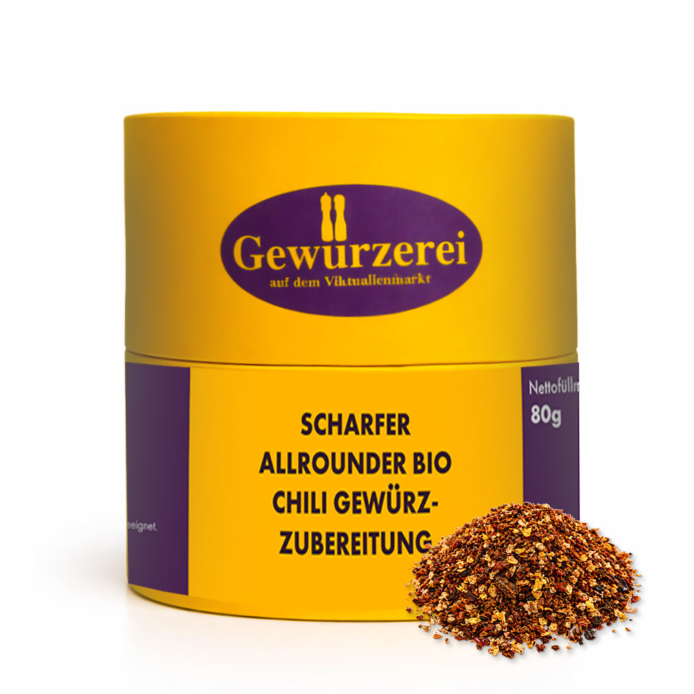 Bio Chili Gewürzmischung scharf mit Chipotle, Paprika und Tomate für würzige und rauchige Gerichte.