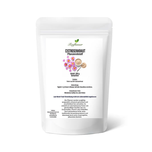 Reines Cistrosenkraut Pulver aus Cistus incanus, fein vermahlenes und naturbelassenes Pflanzenpulver