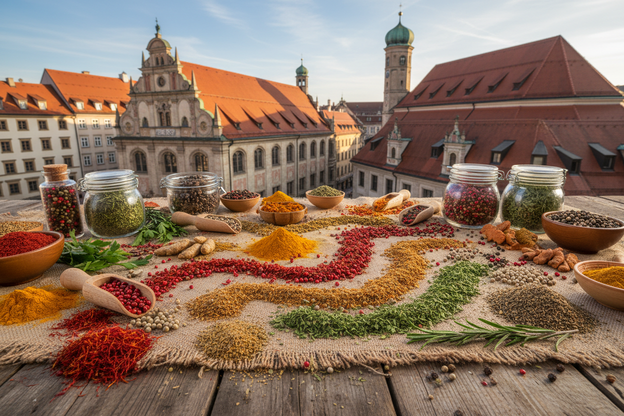  der Stand muss nicht sichtbar sein eher die Gewürze und die Dächer