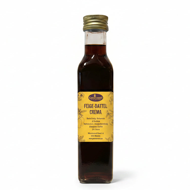 Feige Dattel Crema mit balsamico fuer kaese salate und dunkle saucen mit samtiger suesse