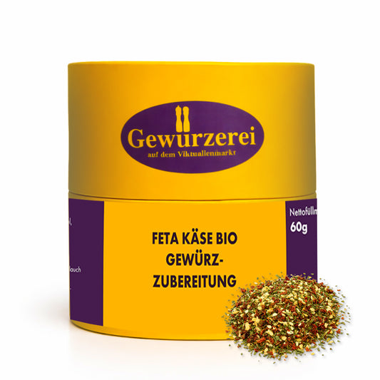 Bio Feta Gewuerzmischung mit Tomate Kraeutern und Knoblauch fuer Ofenkaese Antipasti und mediterrane Gerichte.