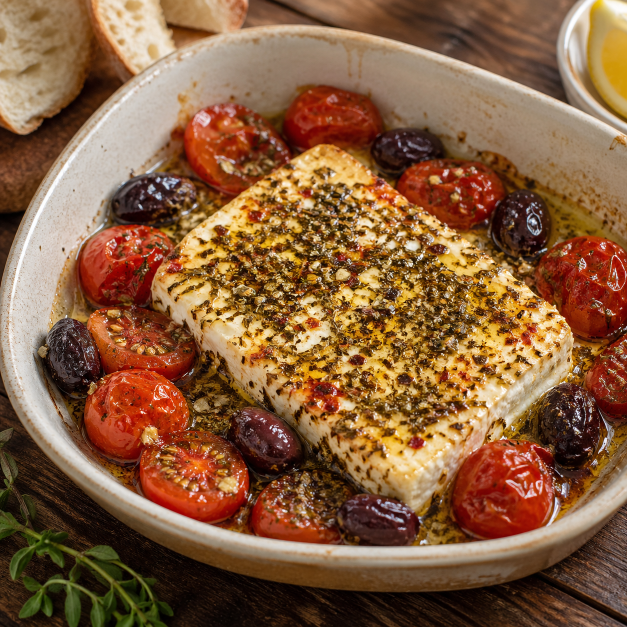 Bio Feta Gewuerzmischung mit Tomate Kraeutern und Knoblauch fuer Ofenkaese Antipasti und mediterrane Gerichte