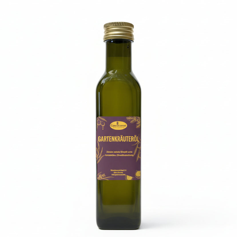 Gartenkräuteröl mit 99 Prozent nativem Olivenöl extra aus Spanien für Brot, Suppen und mediterrane Gerichte