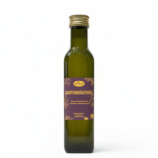 Gartenkräuteröl mit 99 Prozent nativem Olivenöl extra aus Spanien für Brot, Suppen und mediterrane Gerichte