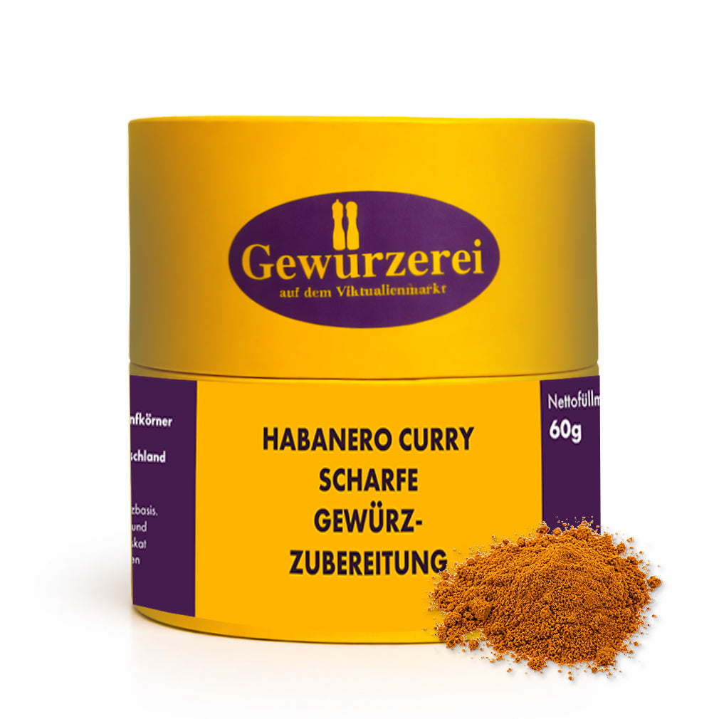 Habanero Curry Gewuerzmischung scharf mit Chili Koriander und Gewuerzen fuer Currys und Saucen.