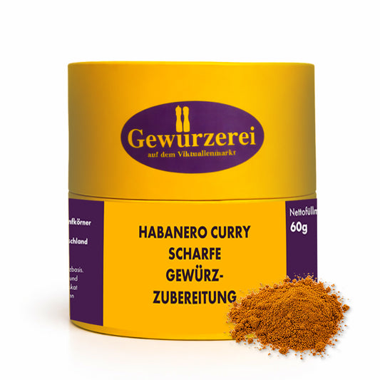 Habanero Curry Gewuerzmischung scharf mit Chili Koriander und Gewuerzen fuer Currys und Saucen.