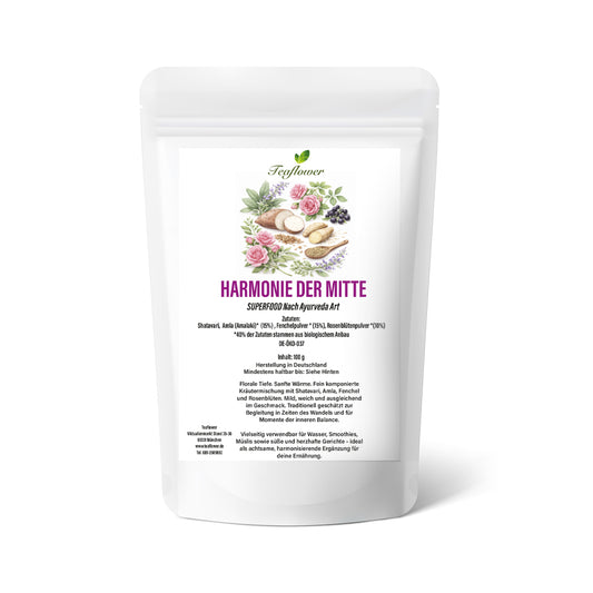 Bio Kräutermischung mit Shatavari, Amla, Fenchel und Rosenblüten – floral und ausgewogen komponiert-1