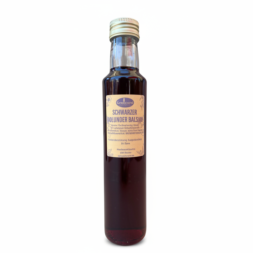Schwarzer holunder balsam mit fruchtiger note fuer salate getraenke und desserts