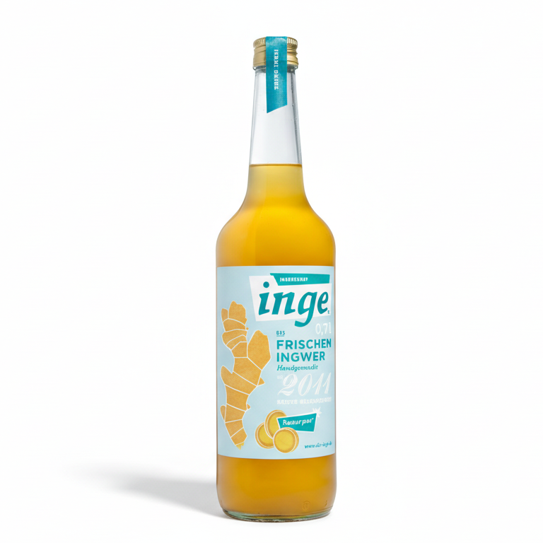 inge ingwersirup handgemacht mit frischem ingwer und bio zitronen orangenzesten, fruchtig und natuerlich scharf