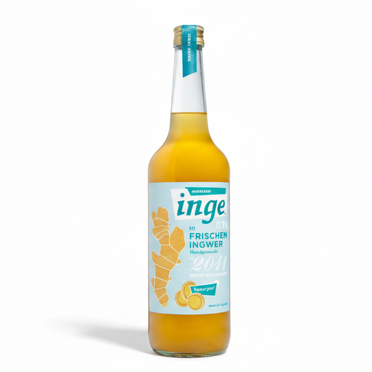 inge ingwersirup handgemacht mit frischem ingwer und bio zitronen orangenzesten, fruchtig und natuerlich scharf
