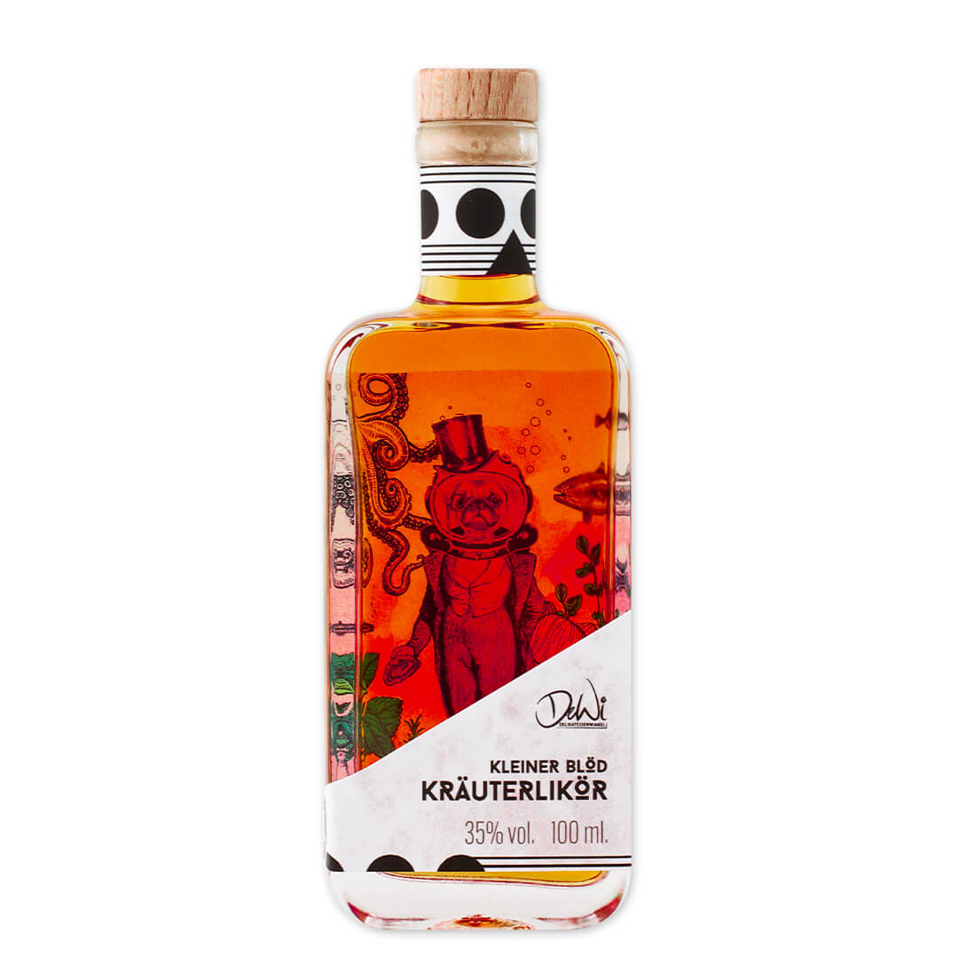 Kleiner Blöd Kräuterlikör mit 30 Prozent vol. in der dekorativen 100 ml Flasche
