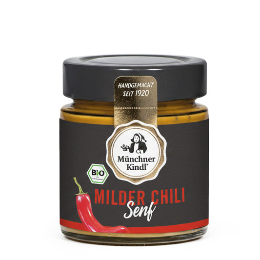 Milder Chili Senf Münchner Kindl mit cremiger Textur und sanfter Schärfe für Grillgerichte und Dips
