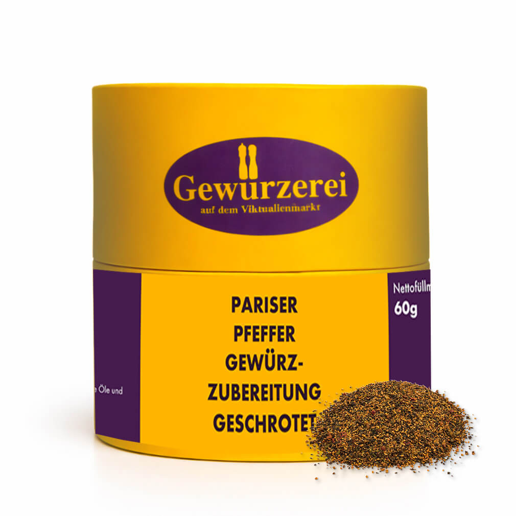 Geschroteter Pariser Pfeffer mit Paprika und feiner Süsse für Steak, Grillfleisch, Kartoffeln und Gemüse