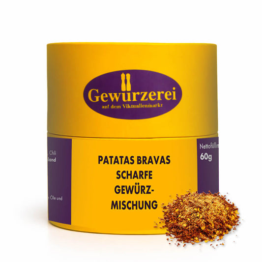 Scharfe Patatas Bravas Gewürzmischung mit Tomate, Knoblauch, Chili und Paprika für knusprige Kartoffeln