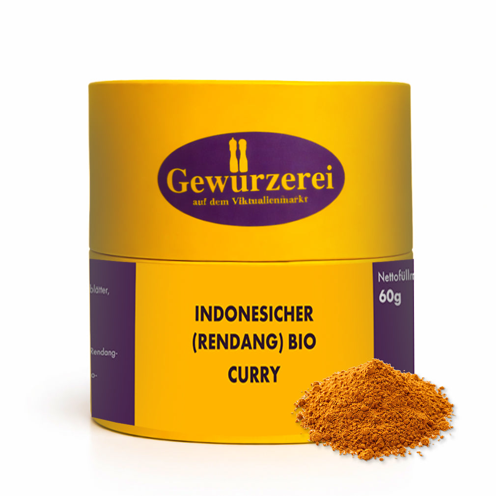 Indonesischer Rendang Bio Curry Gewuerzmischung mit Curcuma, Galgant, Chili und Lemongras fuer aromatische Currys