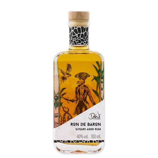 Ron de Baron 16 Jahre gereifter Rum mit 40 Prozent vol. in der dekorativen 100 ml Flasche