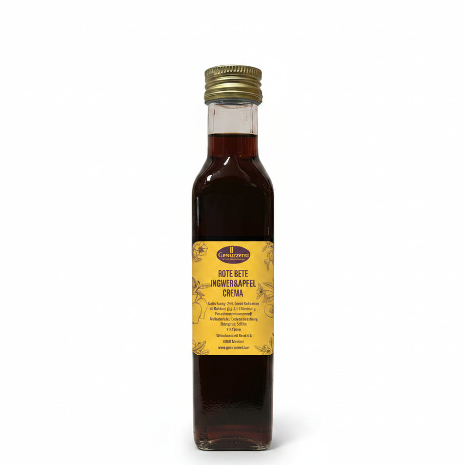 Rote bete apfel ingwer crema mit balsamico fuer kaese gemuese fleisch und salate