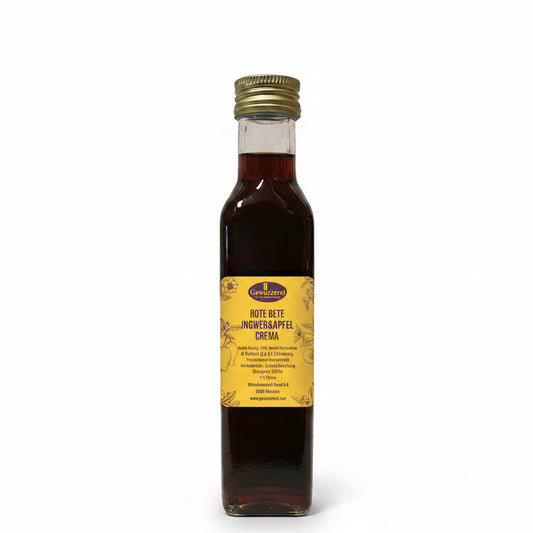Rote bete apfel ingwer crema mit balsamico fuer kaese gemuese fleisch und salate
