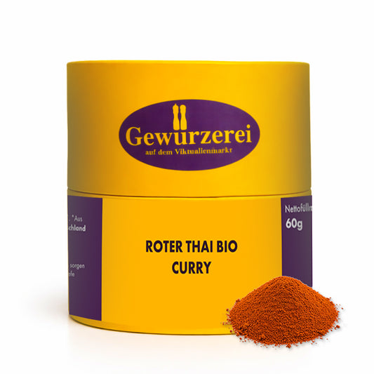 Bio rotes Thai Curry Gewürz mit Chili und Gewürzen für asiatische Currys mit Kokosmilch
