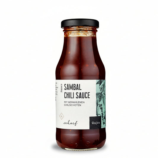 Sambal Chili Sauce scharf mit Tomate und Ingwer als asiatische Sauce fuer Nudeln Curry und Marinaden