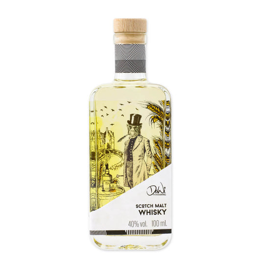 Scotch Malt Whisky mit 40 Prozent vol. in der 100 ml Flasche mit dekorativem Etikett