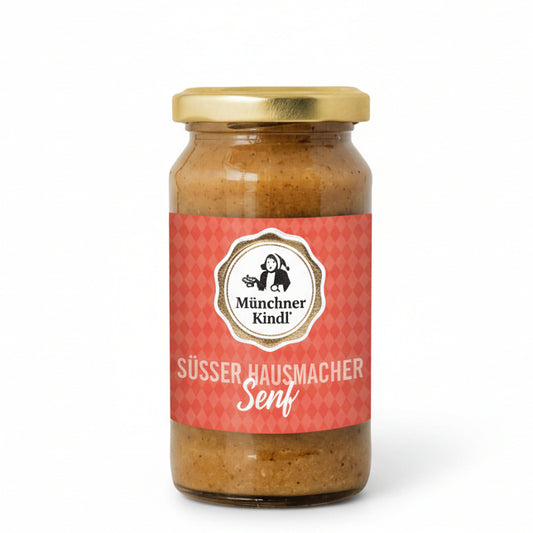 Suesser muenchner senf hausmacher art fuer weisswurst brezn und kaese