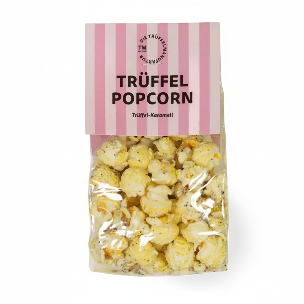 Trüffel Popcorn mit Salzkaramell und 1,7 % getrocknetem Trüffel, vegan und knusprig