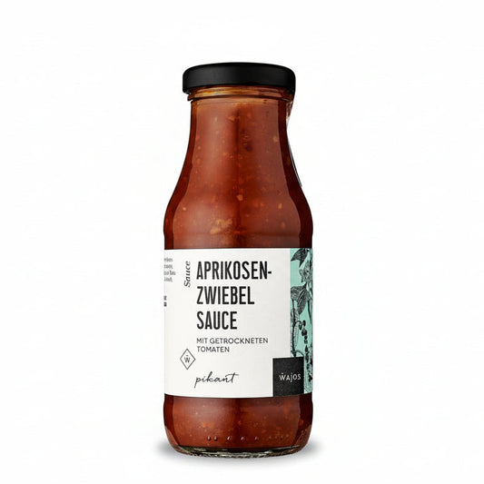 Aprikosen Zwiebel Sauce fruchtig und wuerzig als Grillsauce Dip fuer Fleisch Gemuese und Burger