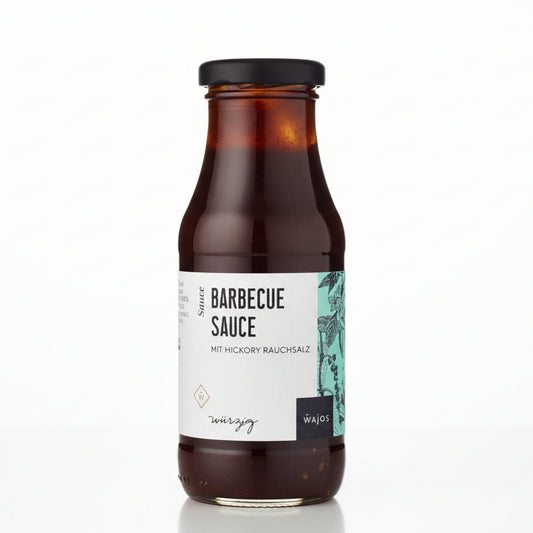 BBQ Sauce mit Hickory Rauchsalz rauchig und wuerzig fuer Grillgerichte Burger Pommes und als Dip. wajos