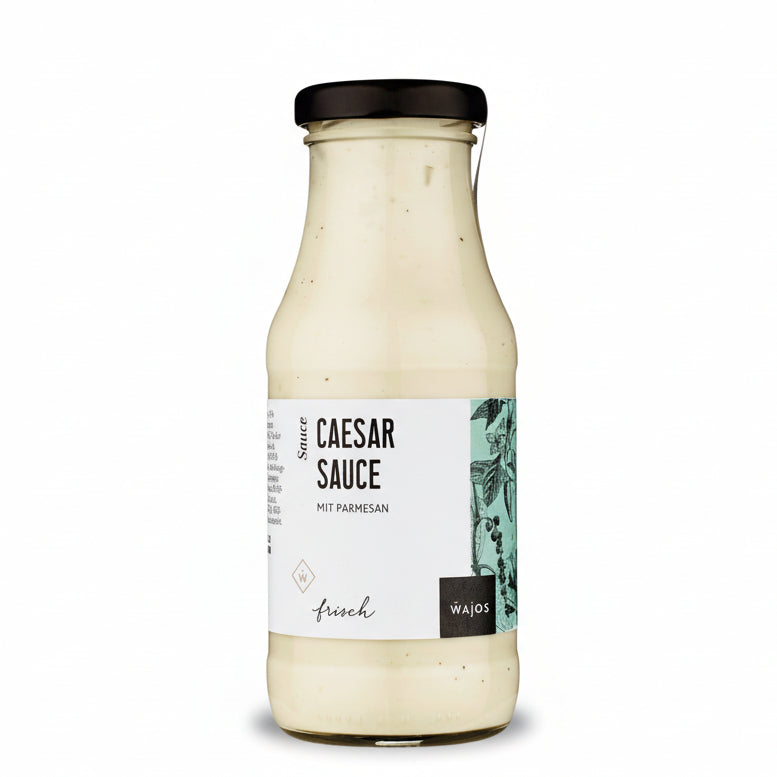 Cremige Caesar Sauce mit Parmesan und Knoblauch als Dressing fuer Salat Wraps und Sandwiches