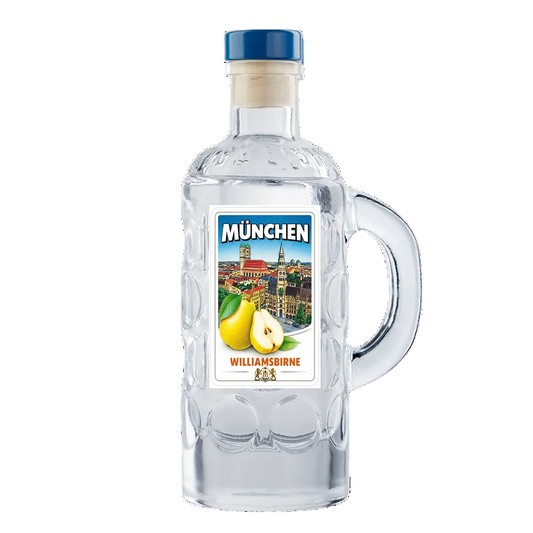 Krug Williamsbirne München Edition 40 ml in dekorativer Glasflasche mit München-Motiv und Birnenabbildung