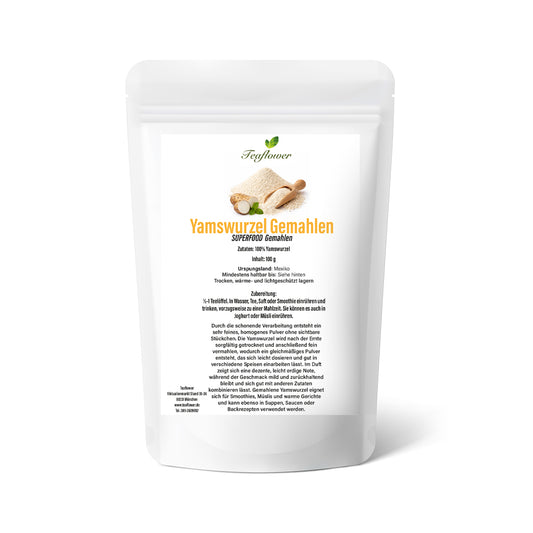Yamswurzel Pulver aus gemahlener Yamswurzel mit feiner Struktur aus Mexiko fuer Smoothies und vielseitige Kueche