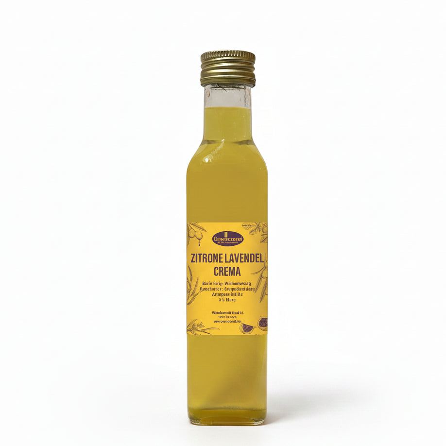 Zitrone lavendel crema mit frischer und floraler note fuer salate fisch und gefluegel